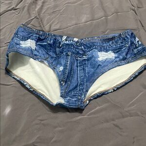 Trendy Distressed Blue Jean Shorts & halter top for Women